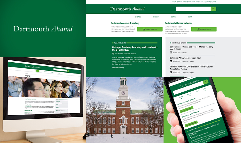 Images representing the Dartmouth College Alumni website.