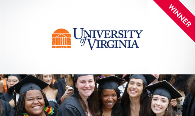 University of Virginia logo and photo of graduates