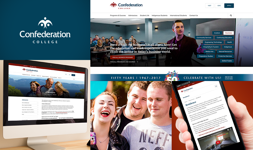 Images representing the Confederation College website.