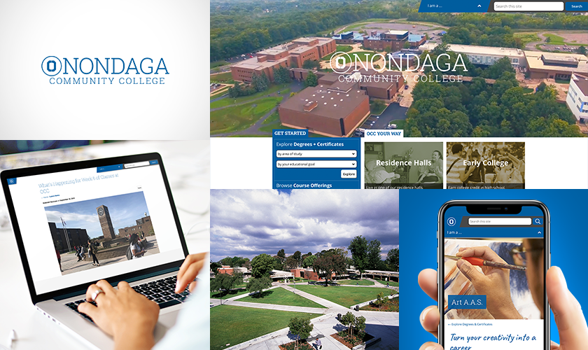 SUNY Onondaga website photo collage with logo