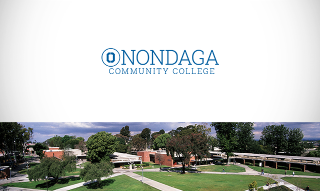 SUNY Onondaga logo and photo of the campus