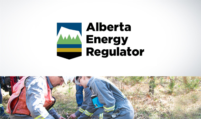 Alberta Energy Regulator logo and image of people working in safety vests